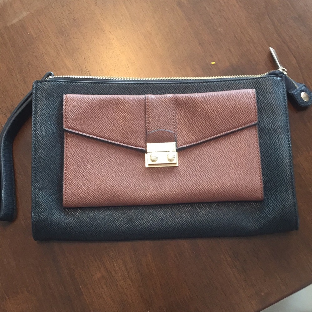 Black and brown wristlet/clutch